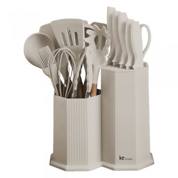 8747- KIT UTENSILIOS MALDIVAS CREME 18PÇ