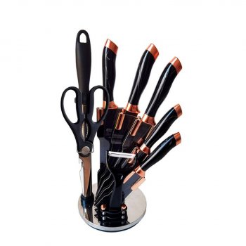 8774- FAQUEIRO - BLACK MARBLE 8 PEÇAS