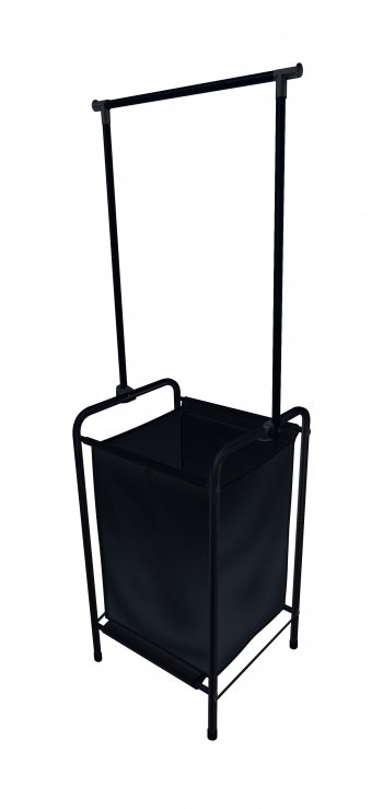 Cesto Organizador Laundry  Aço  Black c/ Cabideiro