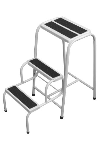 Banqueta Escada Dobrável  3 Degraus  -  Branca