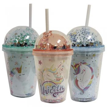 10392- COPO UNICÓRNIO C/CANUDO 380ML