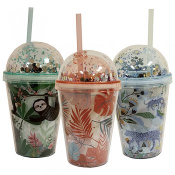 10395- COPO C/CANUDO COLOR FOREST 380ML