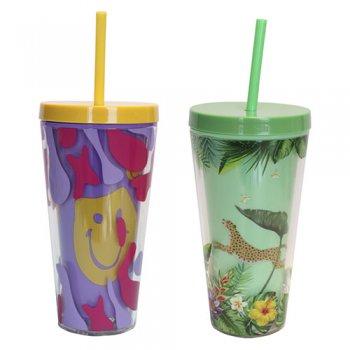 10397- COPO C/CANUDO SAVANA 420ML