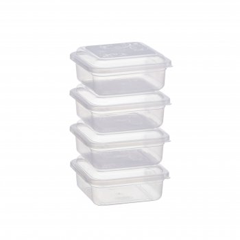 CJ. 4P POTES QUADRADO - TRANSPARENTE