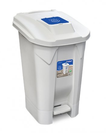 LIXEIRA 120L BRANCA RECICLAVEIS C/ RODA PEDAL TAMPA CLICK