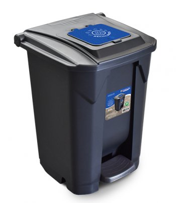 LIXEIRA 60L PRETA RECICLAVEIS C/ RODA PEDAL TAMPA CLICK