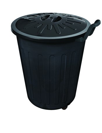 LIXEIRA COM TAMPA E RODAS 100L PRETA