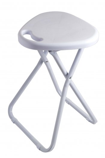 Banqueta Dobrável  c/ alça Bca Assento Branco