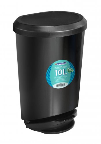LIXEIRA C PEDAL PRETA 10L