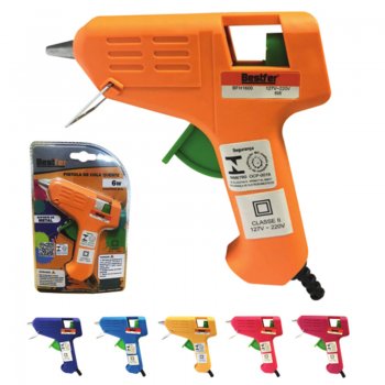 BF PISTOLA DE COLA BIVOLT 6W SUPORTE DE METAL CORES SORTIDAS